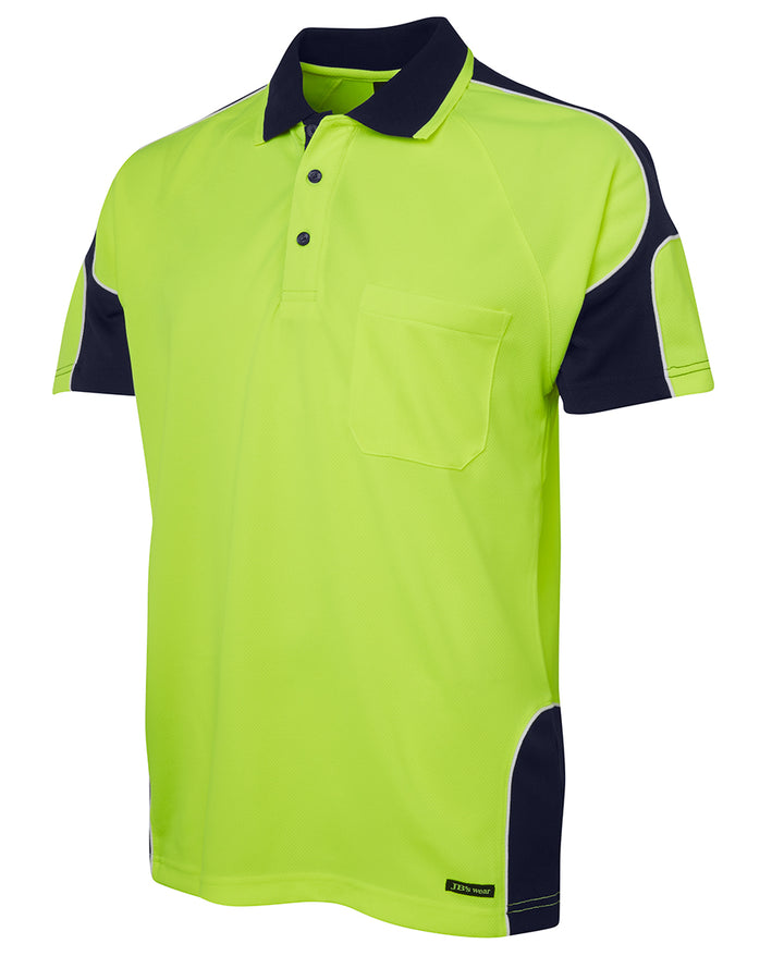 6AP4S - JB's Wear - Hi-Viz Arm Panel Polo - Lime/Navy