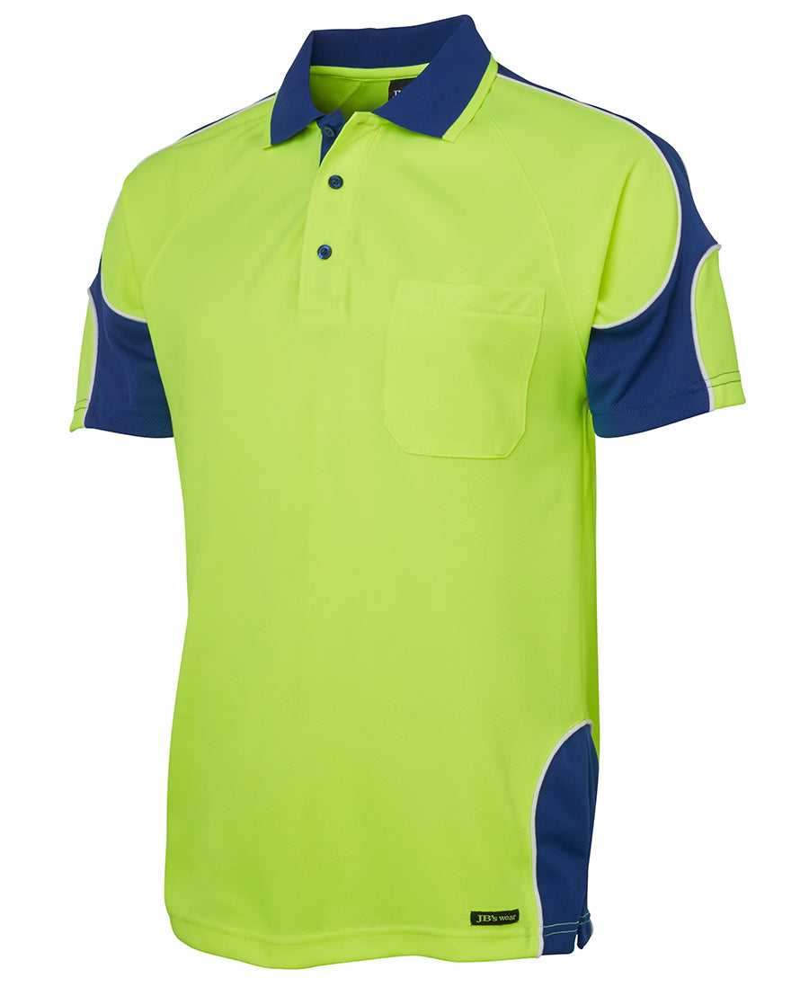 6AP4S - JB's Wear - Hi-Viz Arm Panel Polo - Lime/Royal