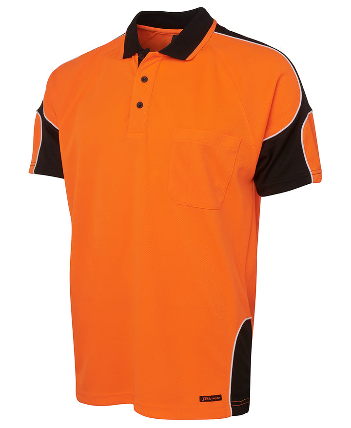 6AP4S - JB's Wear - Hi-Viz Arm Panel Polo - Orange/Black