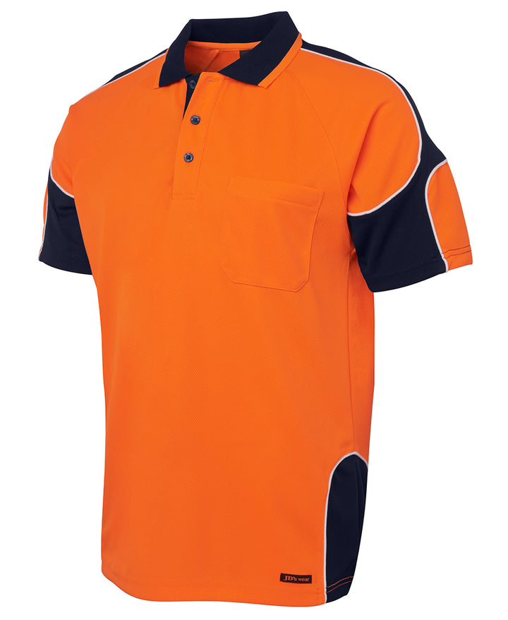 6AP4S - JB's Wear - Hi-Viz Arm Panel Polo - Orange/Navy