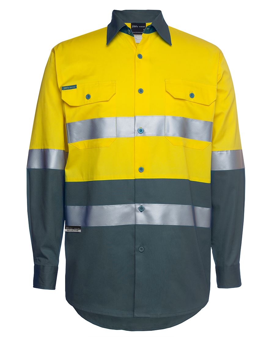 6DNWL JBs Wear - Hi-Vis Traditional TAPED Long sleeve Drill shirt 150g with ventilation