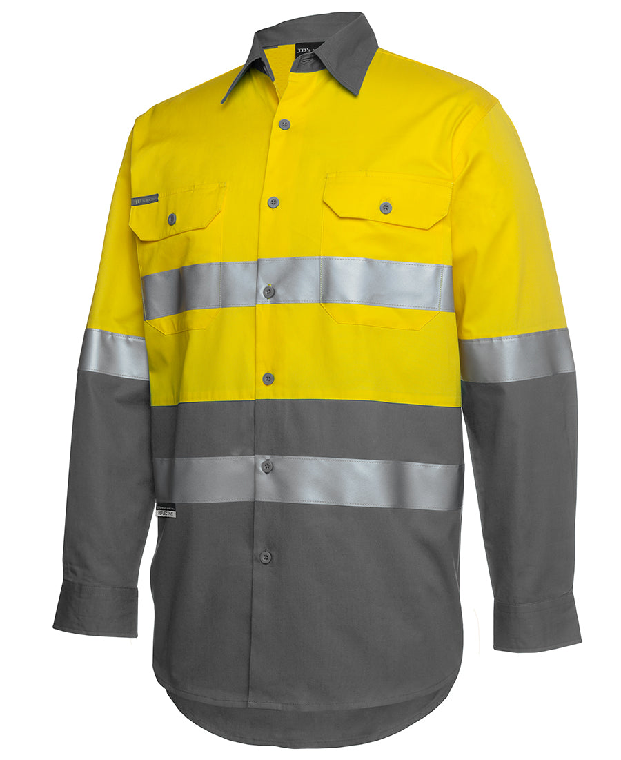 6DNWL JBs Wear - Hi-Vis Traditional TAPED Long sleeve Drill shirt 150g with ventilation