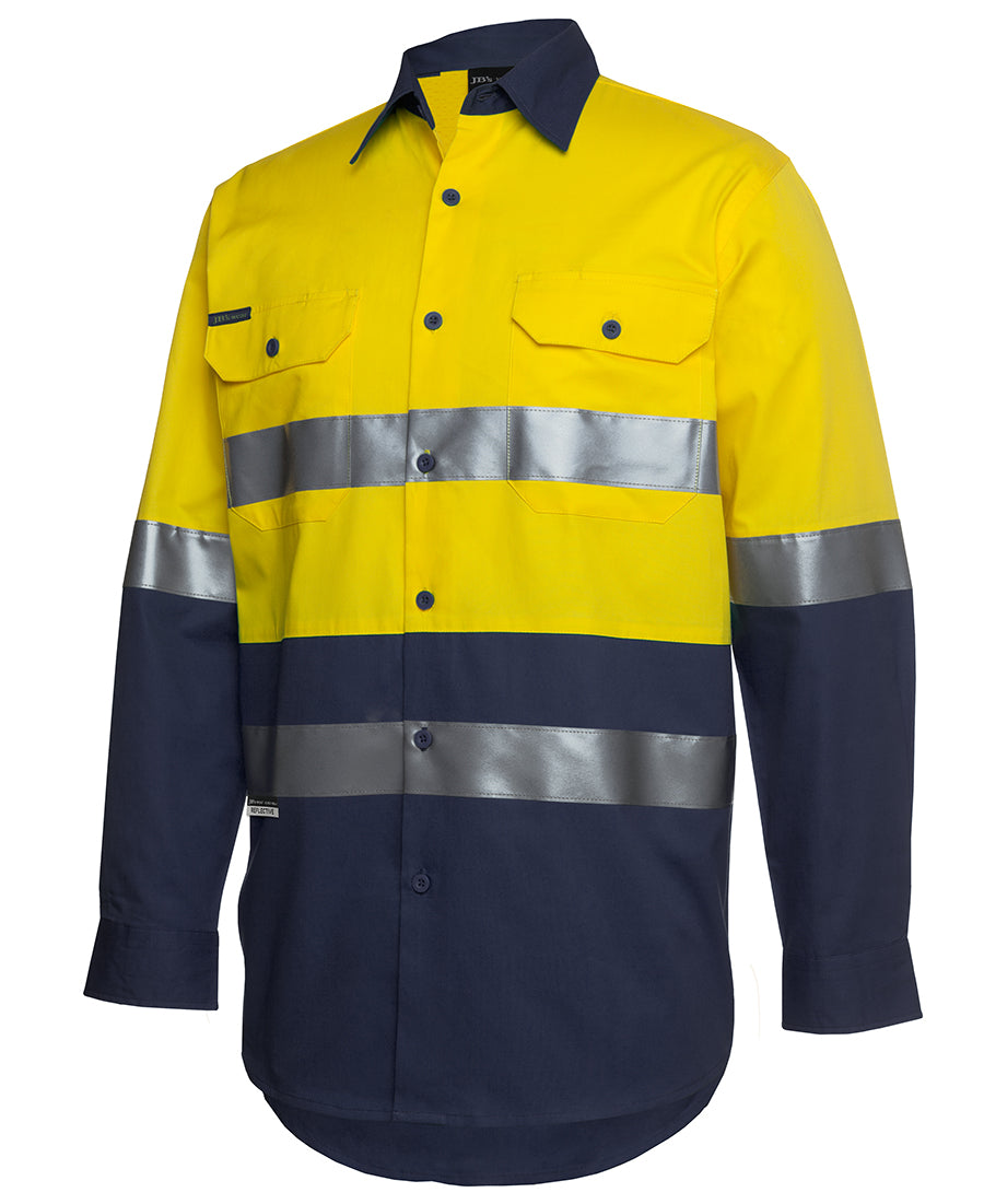 6DNWL JBs Wear - Hi-Vis Traditional TAPED Long sleeve Drill shirt 150g with ventilation