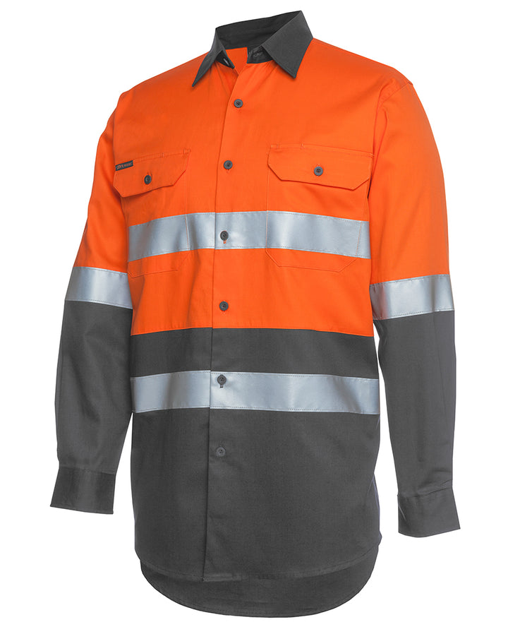 6DNWL JBs Wear - Hi-Vis Traditional TAPED Long sleeve Drill shirt 150g with ventilation