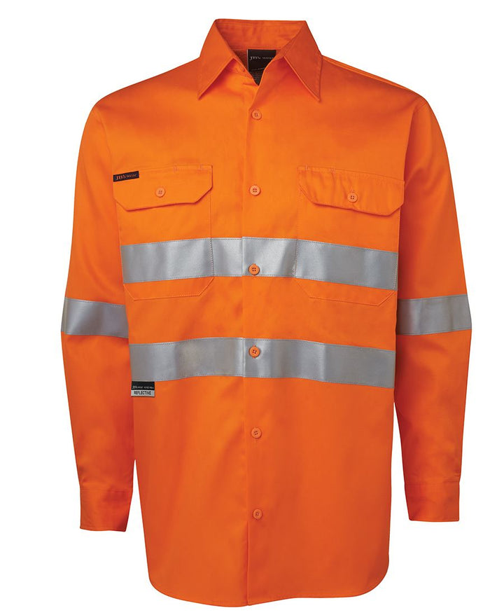 6DNWL JBs Wear - Hi-Vis Traditional TAPED Long sleeve Drill shirt 150g with ventilation