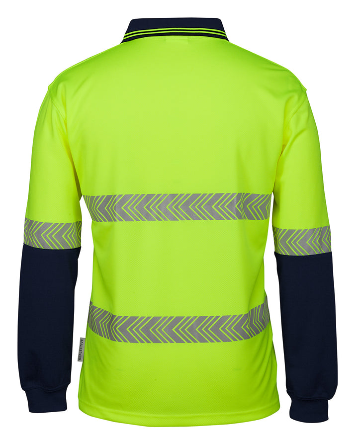 6HLST Long sleeve Hi-Viz Polo with segmented reflective tape