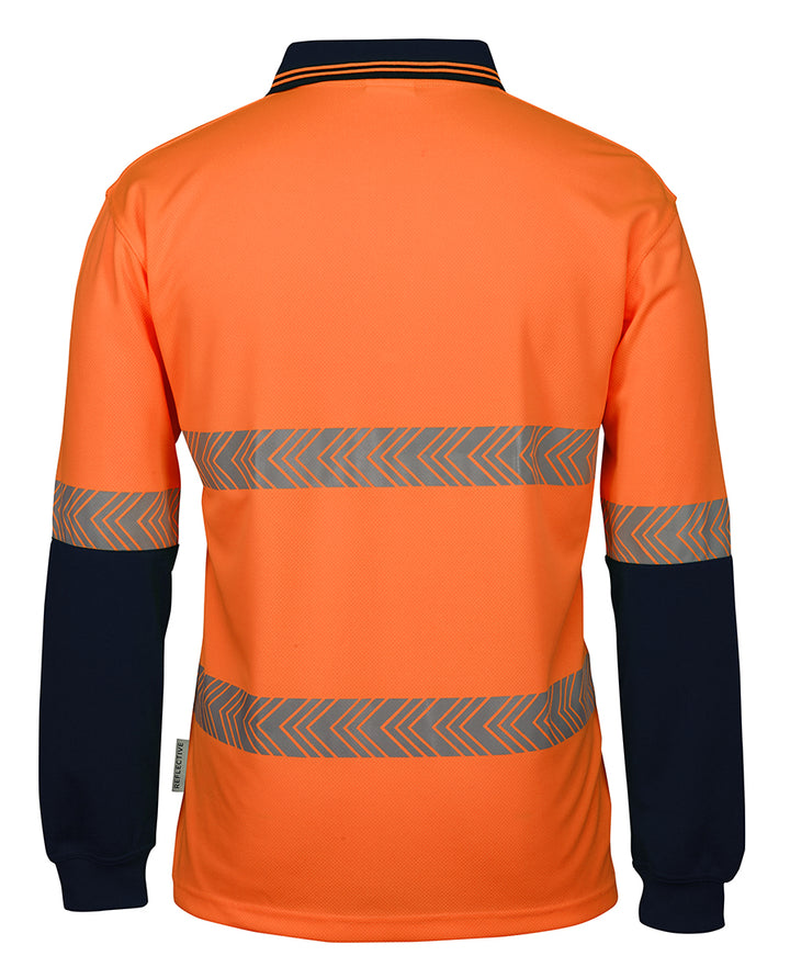 6HLST Long sleeve Hi-Viz Polo with segmented reflective tape