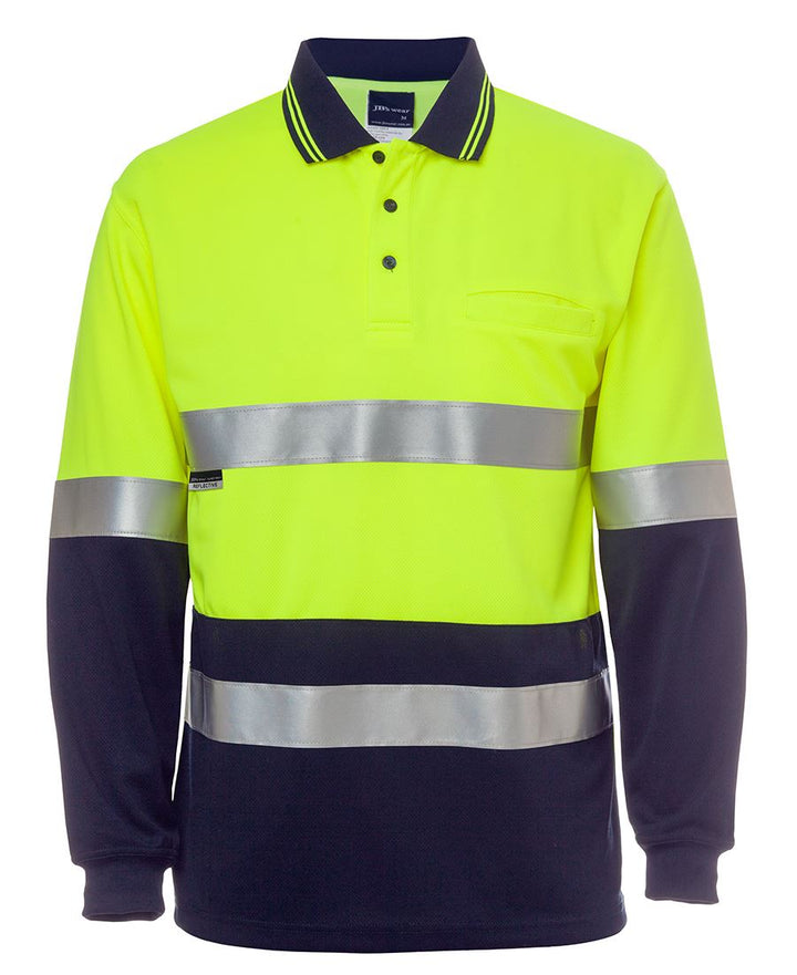 6HMSS -  JB's Wear - Hi-Vis Cotton Backed Fabric Segmented Tape Polo (Day & Night)