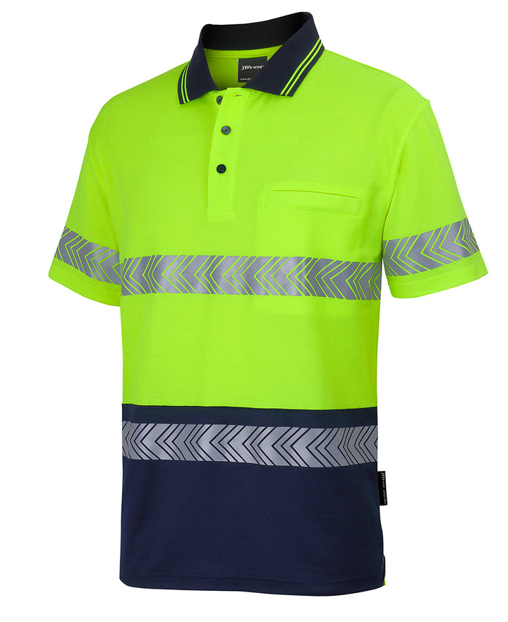6HMSS -  JB's Wear - Hi-Vis Cotton Backed Fabric Segmented Tape Polo (Day & Night)