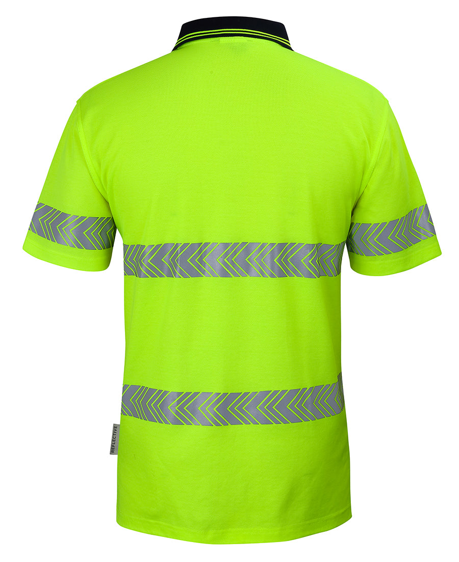 6HMSS -  JB's Wear - Hi-Vis Cotton Backed Fabric Segmented Tape Polo (Day & Night)