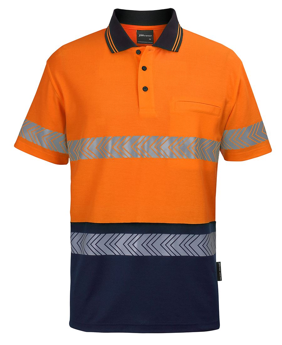 6HMSS -  JB's Wear - Hi-Vis Cotton Backed Fabric Segmented Tape Polo (Day & Night)