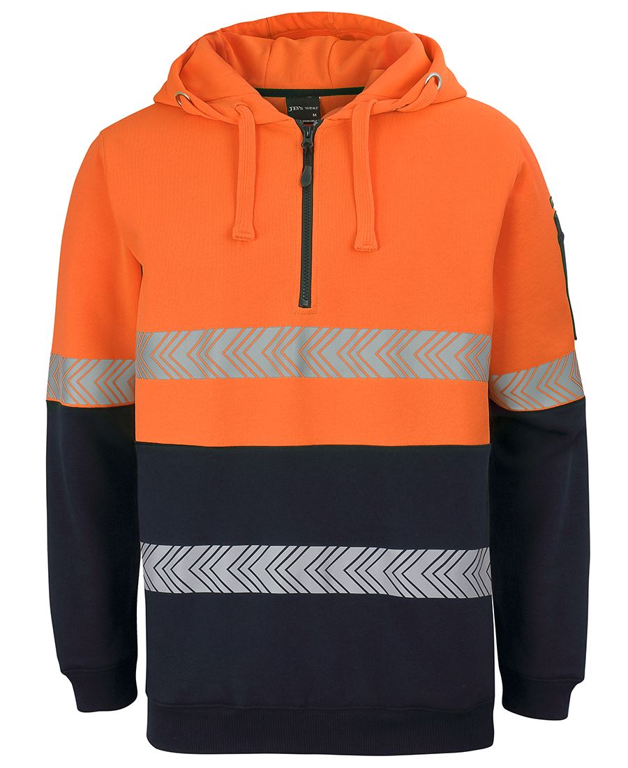 6HZSH - JBs Wear - Hi-Viz 1/2 zip Segmented Tape Hoodie (Day & NIGHT)