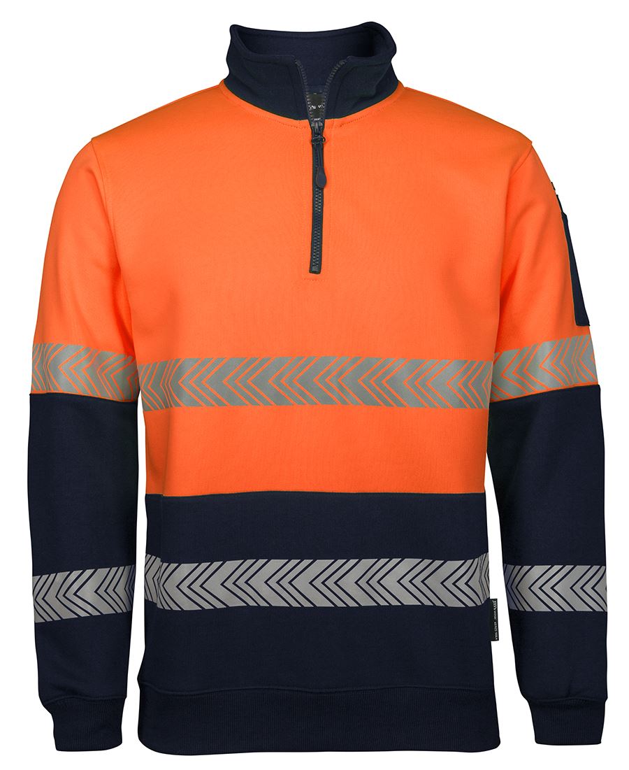 6HZS - JB's Wear - Hi-Vis 1/2 zip Segmented Tape Sweatshirt (Day & NIGHT)