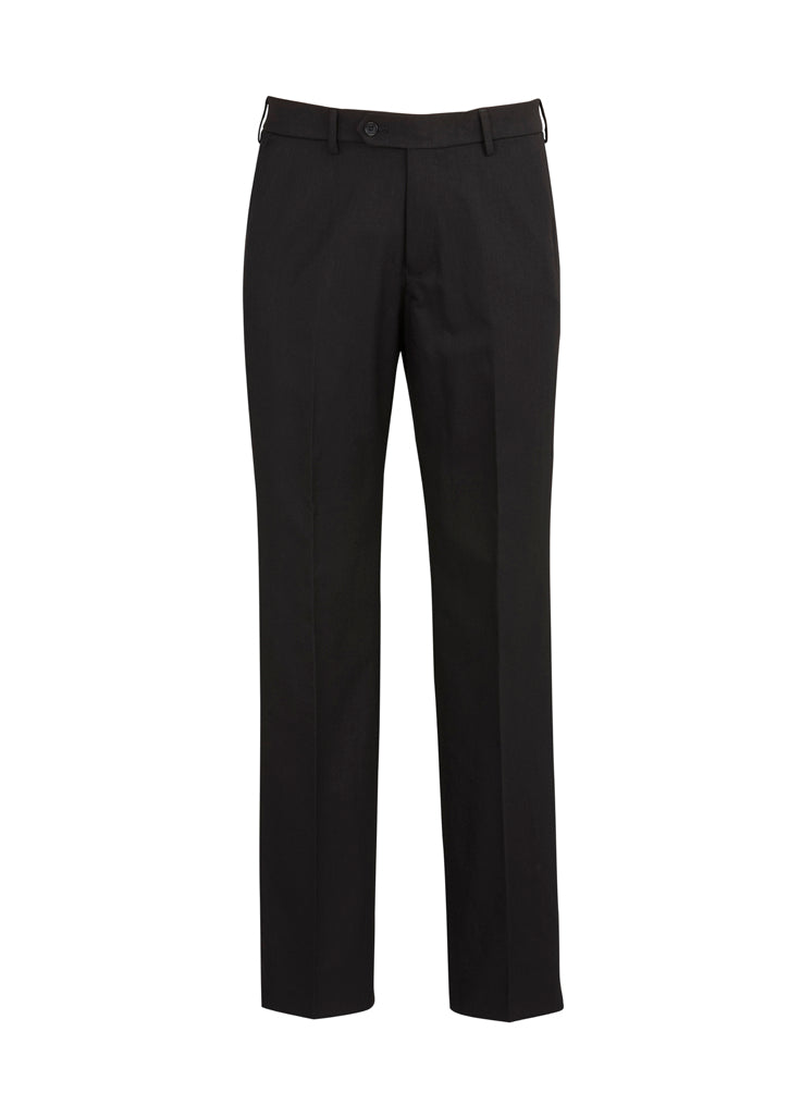 70112S - Biz Corporates - Mens Cool Stretch Flat Front Pant (Stout) | Black