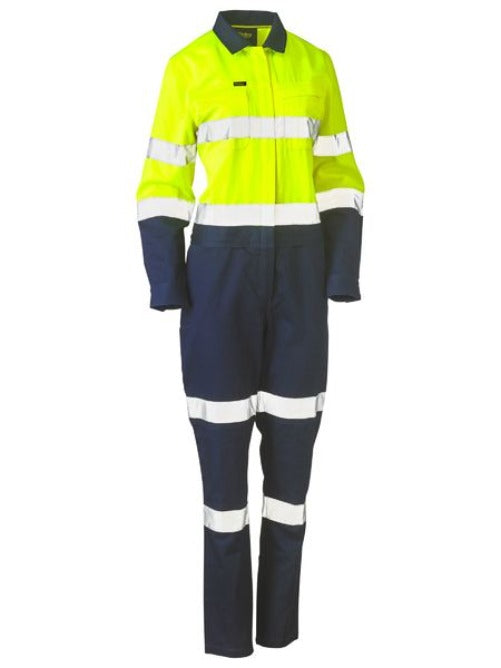 BCL6066T - Bisley - Hi-Vis Ladies Cotton Drill Overall - Biomotion taping (Day/Night)