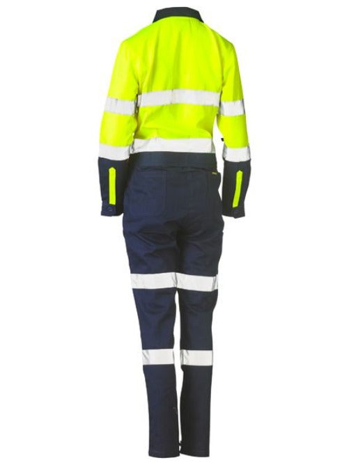 BCL6066T - Bisley - Hi-Vis Ladies Cotton Drill Overall - Biomotion taping (Day/Night)