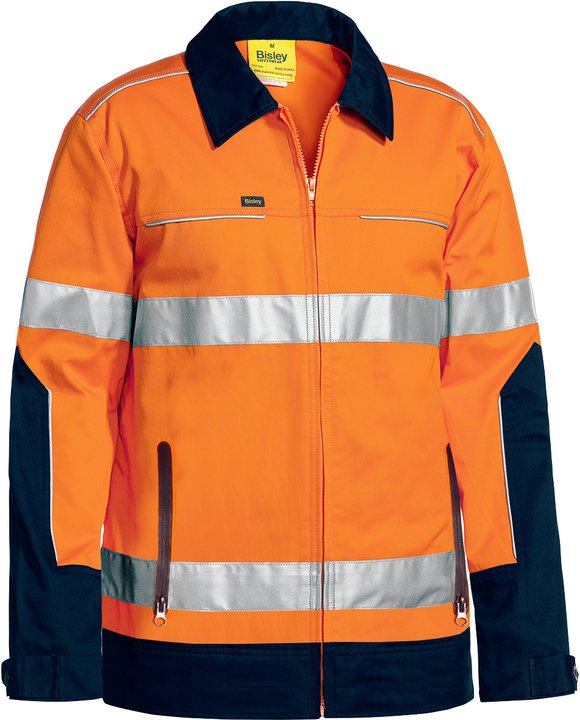 BJ6917T - Bisley - Hi-Vis Taped Drill Jacket with Liquid Repellent Finish
