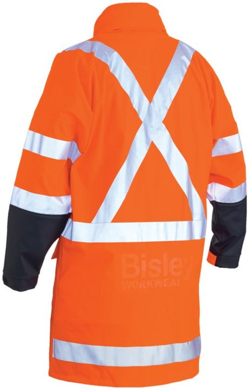 BJ6955XT - Bisley - Hi-Viz TTMC X Taped Stretch PU Rain Coat - Long length (Day & NIGHT)