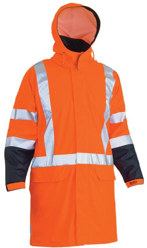 BJ6955XT - Bisley - Hi-Viz TTMC X Taped Stretch PU Rain Coat - Long length (Day & NIGHT)
