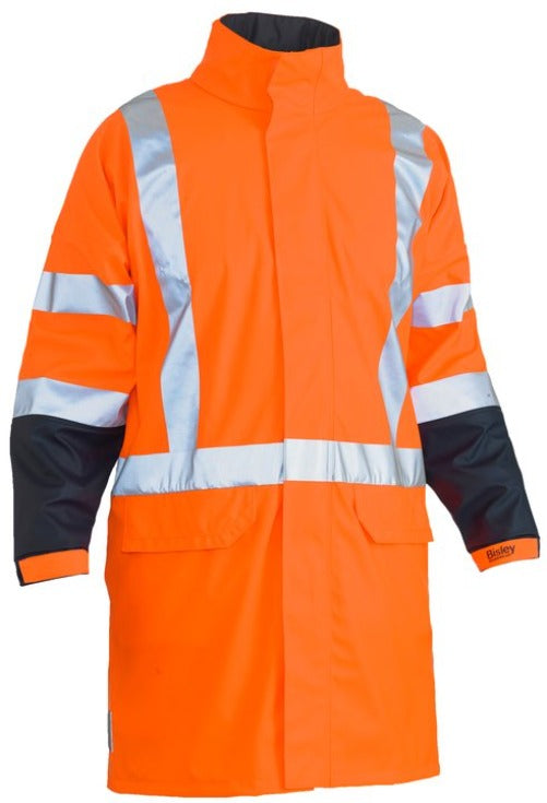 BJ6955XT - Bisley - Hi-Viz TTMC X Taped Stretch PU Rain Coat - Long length (Day & NIGHT)