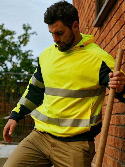 BK6815T - Bisley - Hi-Viz Taped Tone Stretch Hoodie (Day & NIGHT) 250g