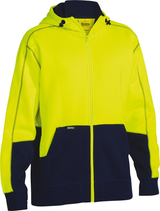 BK6819 - Bisley - Hi-Vis Two Tone Full Zip Polyester Hoodie 300gsm