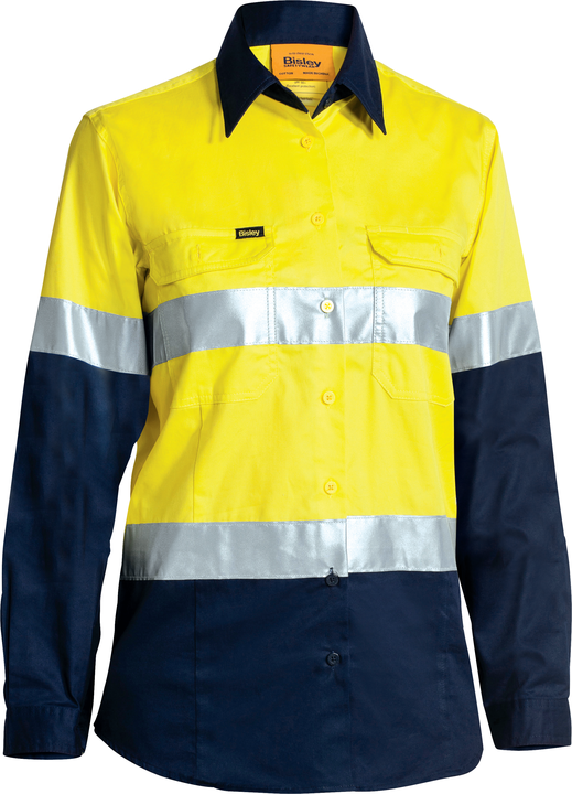 Bisley BL6896 Ladies Hi-Vis Cool Lightweight Drill Shirt long sleeve