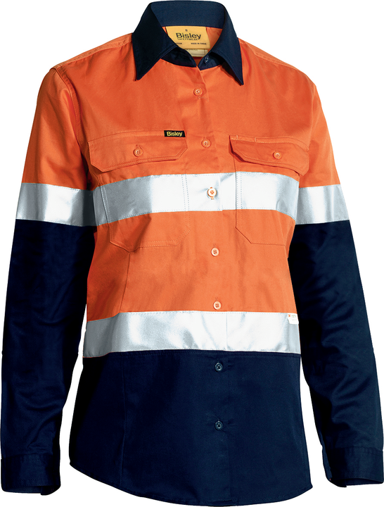 Bisley BL6896 Ladies Hi-Vis Cool Lightweight Drill Shirt long sleeve