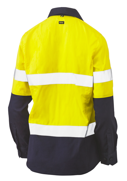 BLC6064T - Bisley - Hi-Vis Women's Taped Stretch V-Neck Closed Front Lightweight Shirt - 155gsm