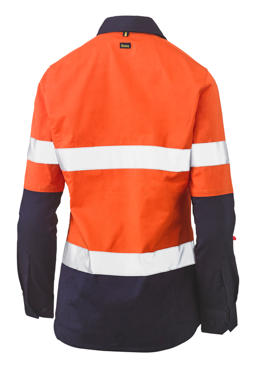 BLC6064T - Bisley - Hi-Vis Women's Taped Stretch V-Neck Closed Front Lightweight Shirt - 155gsm