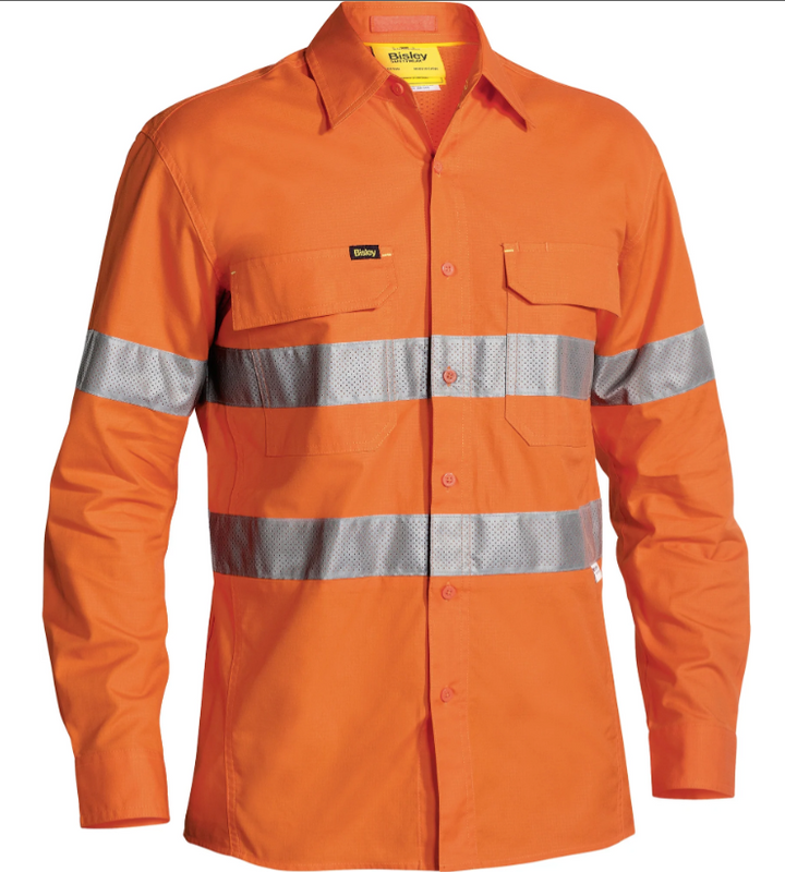 BS6416T - Bisley - Taped Hi Vis X Airflow™ Ripstop Shirt - Long Sleeve