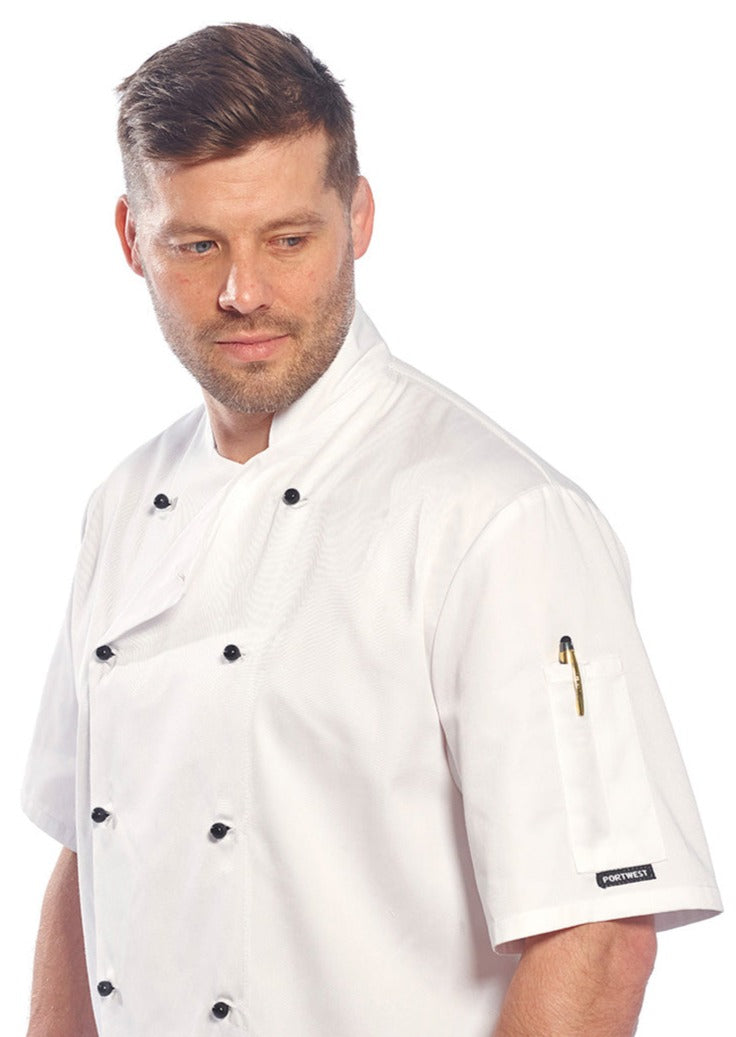 C734 - Portwest - Kent Chefs Jacket - Short Sleeve