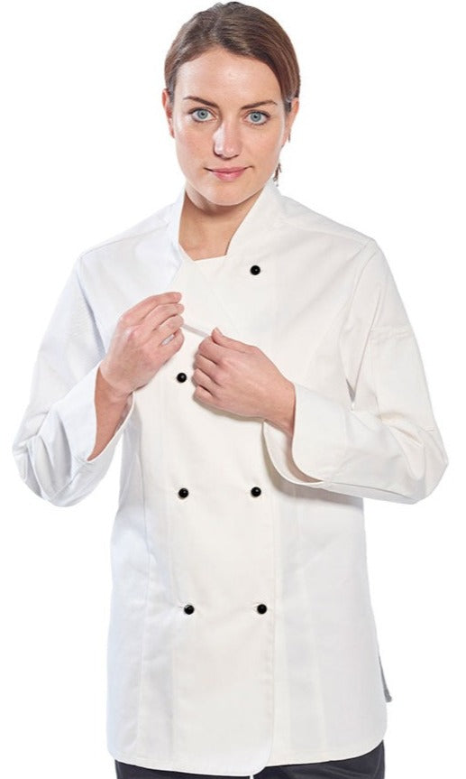 C837 - Portwest - Rachel Ladies Chefs Jacket Long Sleeve