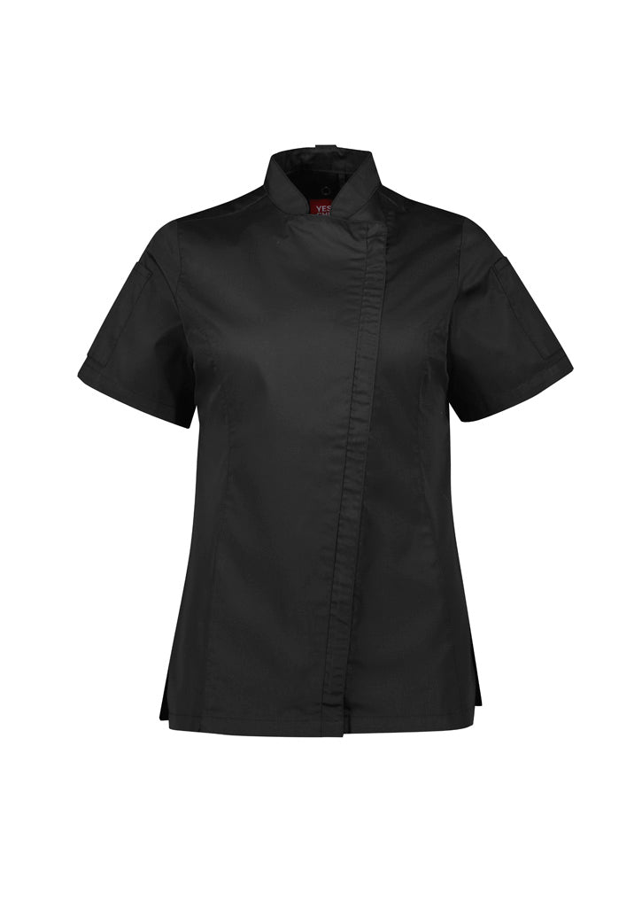 CH330LS - Biz Collection - Alfresco Womens Short Sleeve Chef Jacket | Black