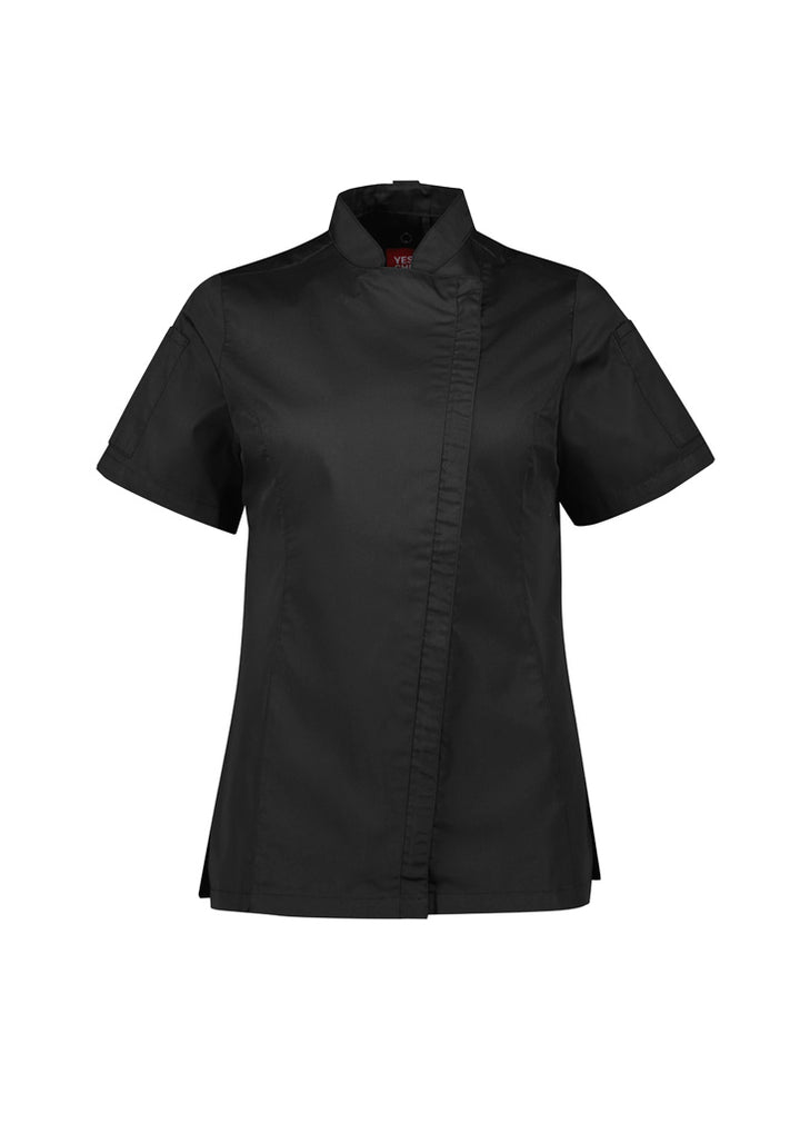 CH330LS - Biz Collection - Alfresco Womens Short Sleeve Chef Jacket | Black