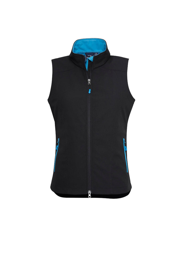 J404L - Biz Care - Geneva Womens Vest | Black/Cyan