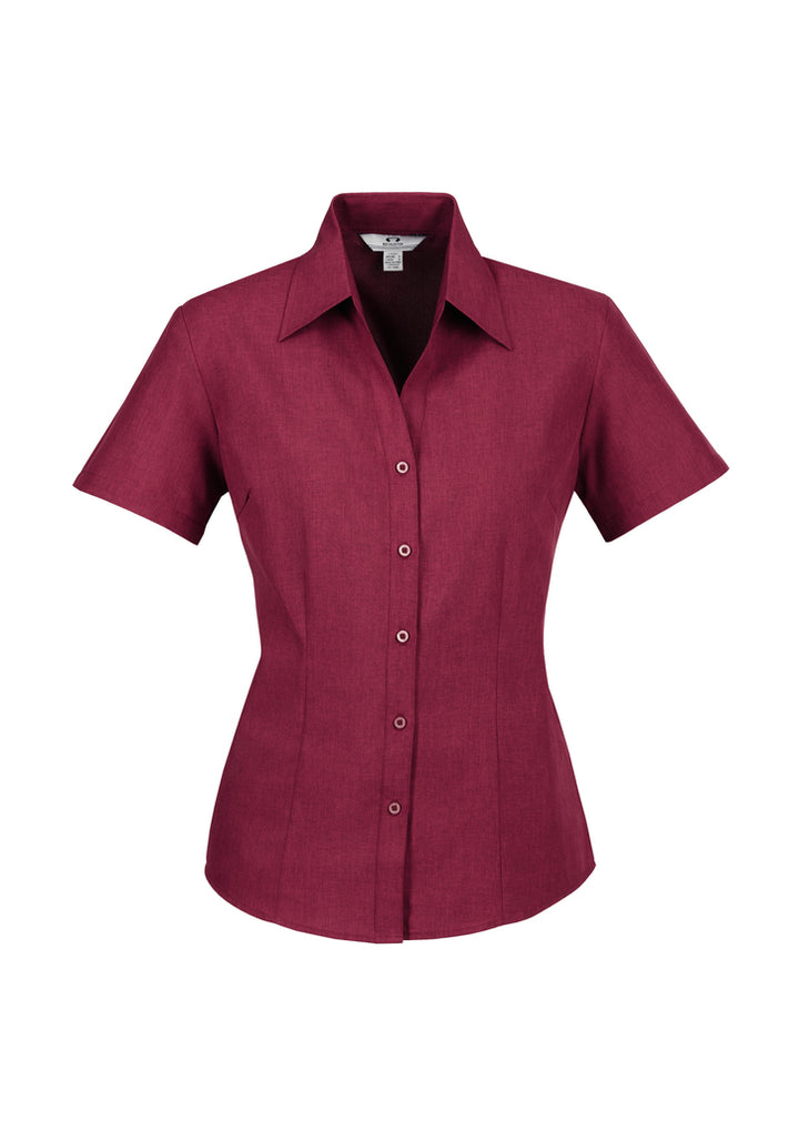 LB3601 - Biz Care - Oasis Ladies Plain Short Sleeve Shirt | Cherry