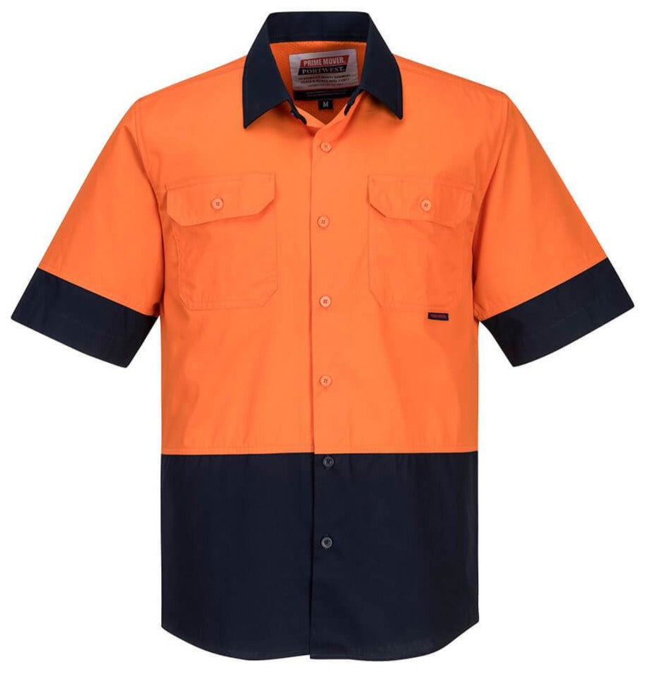 Prime Mover MS802 Hi-Viz lightweight two tone  short sleeve drill shirt