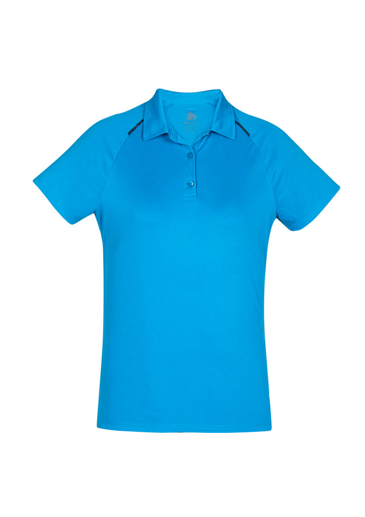 P012LS - Biz Collection - Womens Academy Short Sleeve Polo | Cyan/Navy