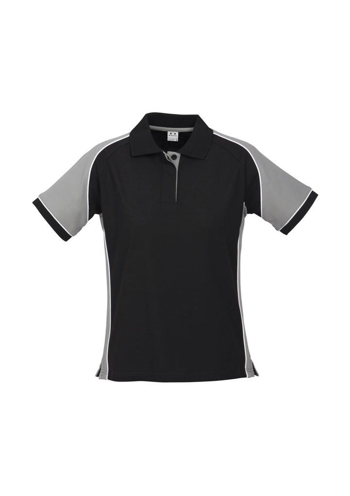 P10122 - Biz Collection - Womens Nitro Short Sleeve Polo | Black/Grey/White