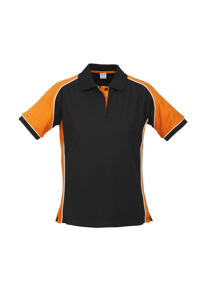 P10122 - Biz Collection - Womens Nitro Short Sleeve Polo | Black/Orange/White