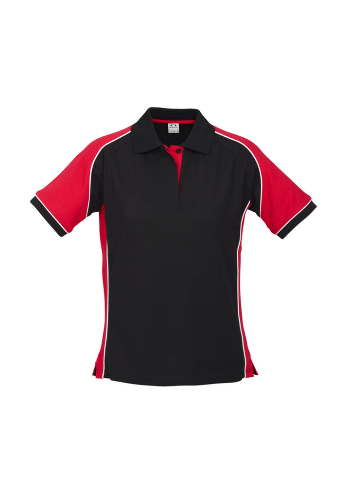 P10122 - Biz Collection - Womens Nitro Short Sleeve Polo | Black/Red/White