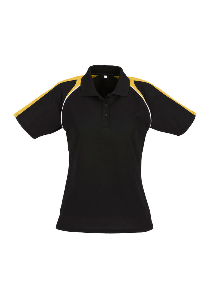 P225LS - Biz Collection - Womens Triton Short Sleeve Polo Black/Gold/White