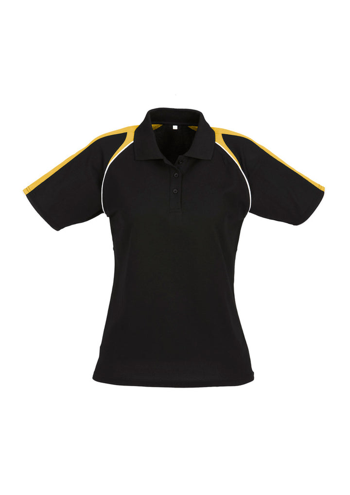 P225LS - Biz Collection - Womens Triton Short Sleeve Polo Black/Gold/White