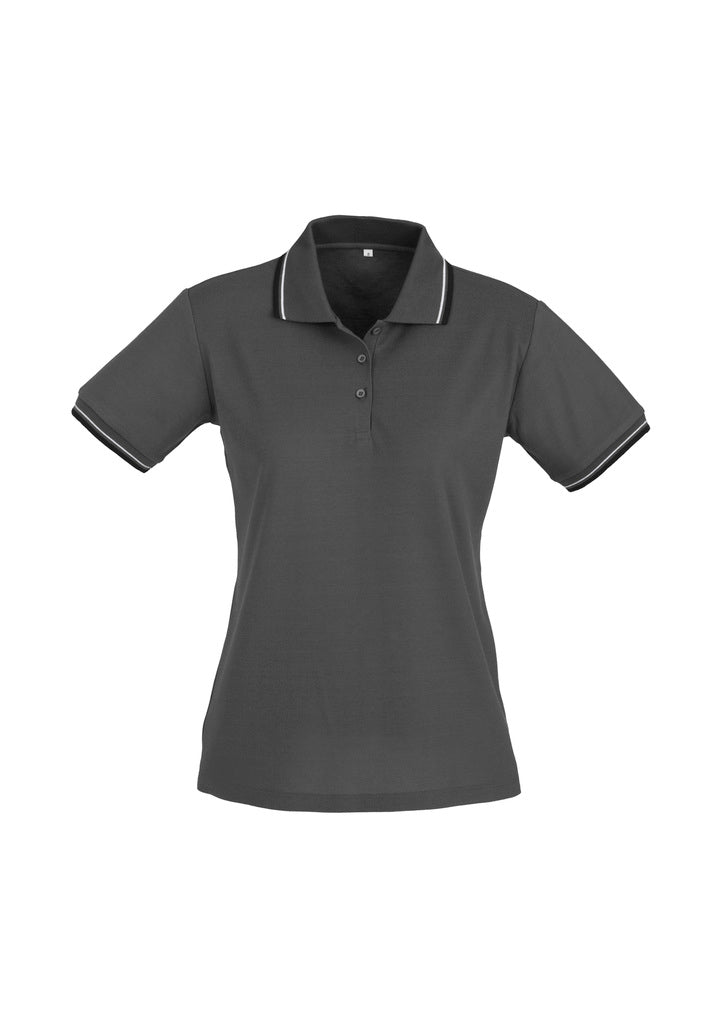 P227LS - Biz Collection - Womens Cambridge Short Sleeve Polo | Steel Grey/Black/White