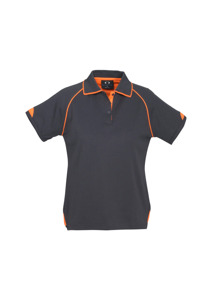 P29022 - Biz Collection - Womens Fusion Short Sleeve Polo | Grey/Fluoro Orange