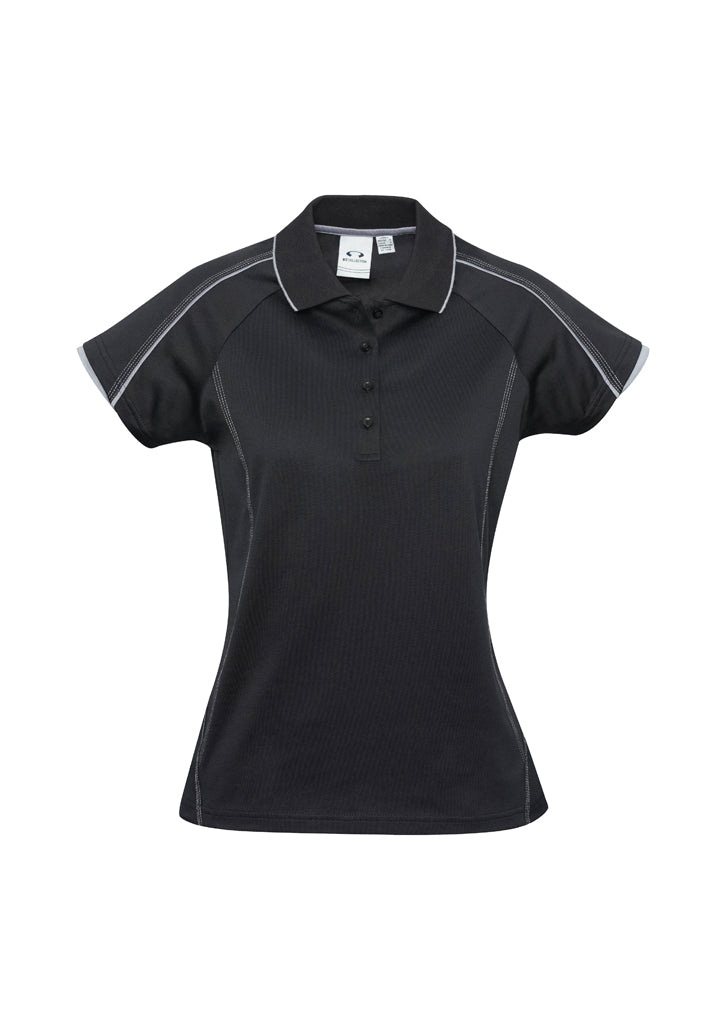 P303LS - Biz Collection - Womens Blade Short Sleeve Polo | Black/Silver Grey