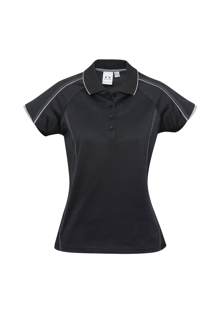 P303LS - Biz Collection - Womens Blade Short Sleeve Polo | Black/Silver Grey