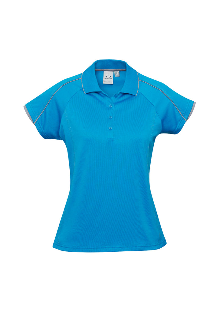 P303LS - Biz Collection - Womens Blade Short Sleeve Polo | Cyan/Silver Grey