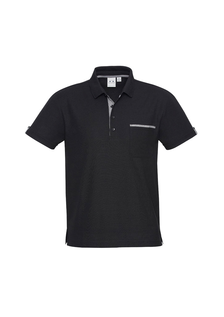 P305MS - Biz Collection - Mens Edge Short Sleeve Polo | Black/Check